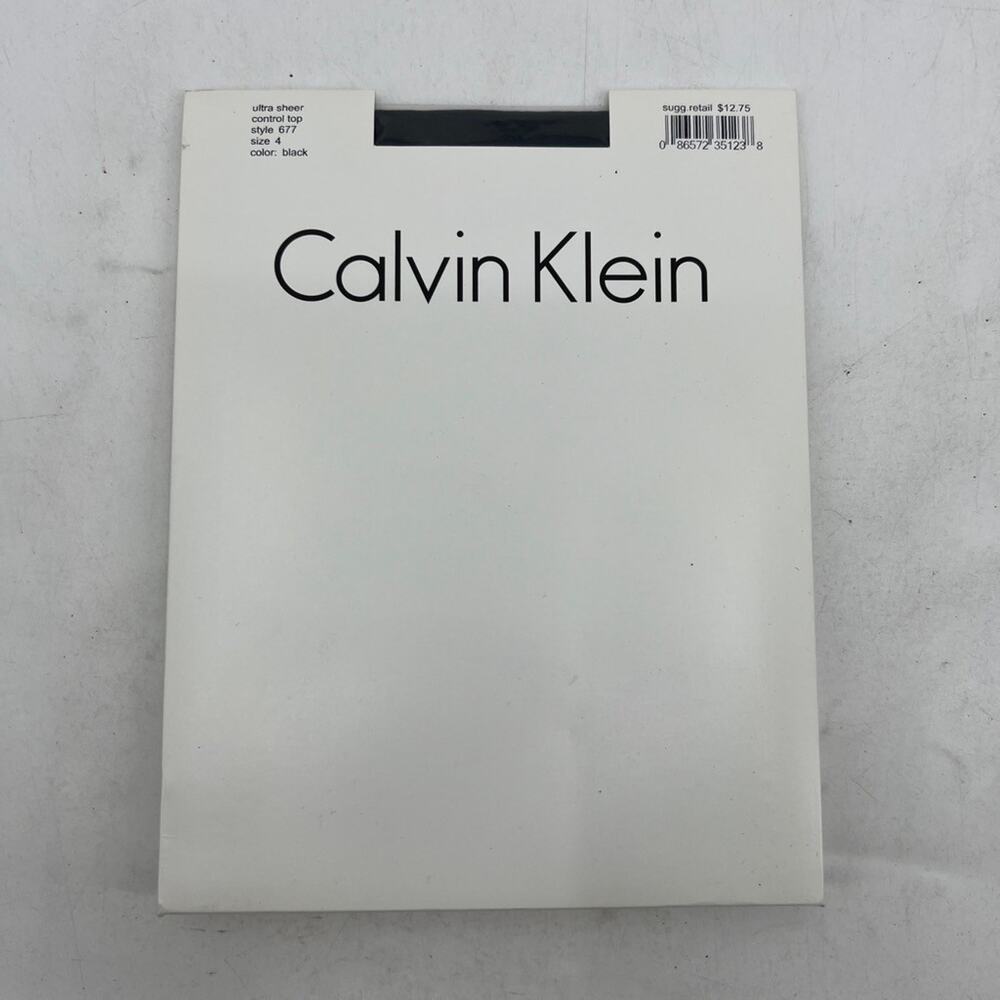 Vintage Calvin Klein Control Top Womens 4 Black Ultra Sheer One Pair Stockings